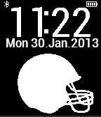 A Clean digital watch face with football helmet icon