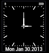 Analog square watch face with digital date icon