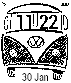 white vw bus with date n extras icon